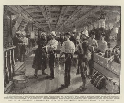 La expedición Ashanti, desfile de vacunación a bordo del vapor Bathurst antes de salir de Liverpool de Charles J. Staniland
